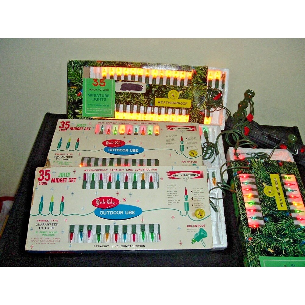 4 Vgt Christmas Light Sets Yule Glo & ACLA Inc Tested 140 Lights Never Used